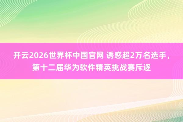 开云2026世界杯中国官网 诱惑超2万名选手，第十二届华为软件精英挑战赛斥逐