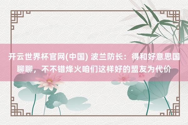 开云世界杯官网(中国) 波兰防长：得和好意思国聊聊，不不错烽火咱们这样好的盟友为代价