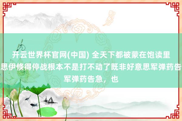开云世界杯官网(中国) 全天下都被蒙在饱读里!好意思伊倏得停战根本不是打不动了既非好意思军弹药告急,也