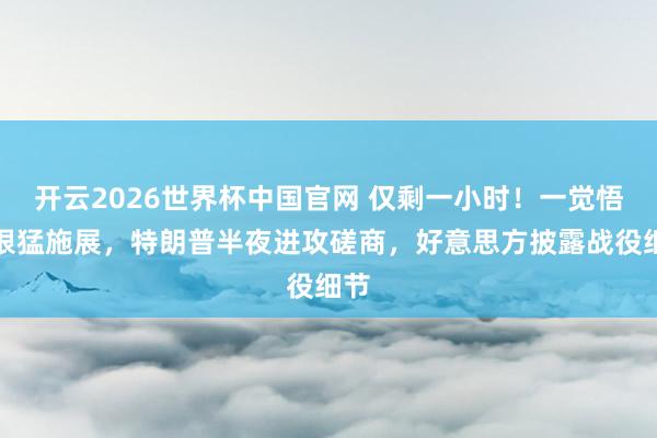 开云2026世界杯中国官网 仅剩一小时!一觉悟来很猛施展,特朗普半夜进攻磋商,好意思方披露战役细节