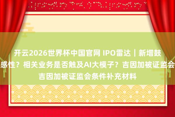 开云2026世界杯中国官网 IPO雷达｜新增鼓励入股价钱合感性？相关业务是否触及AI大模子？吉因加被证监会条件补充材料