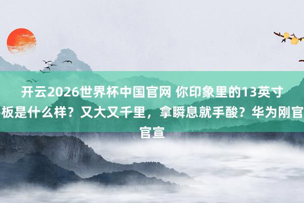 开云2026世界杯中国官网 你印象里的13英寸平板是什么样？又大又千里，拿瞬息就手酸？华为刚官宣