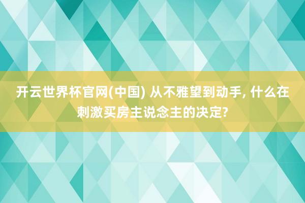 开云世界杯官网(中国) 从不雅望到动手, 什么在刺激买房主说念主的决定?