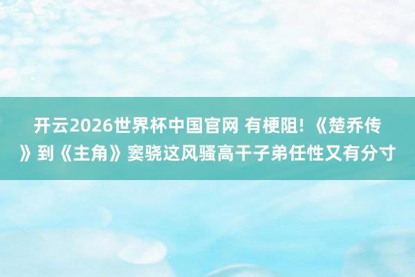 开云2026世界杯中国官网 有梗阻! 《楚乔传》到《主角》窦骁这风骚高干子弟任性又有分寸