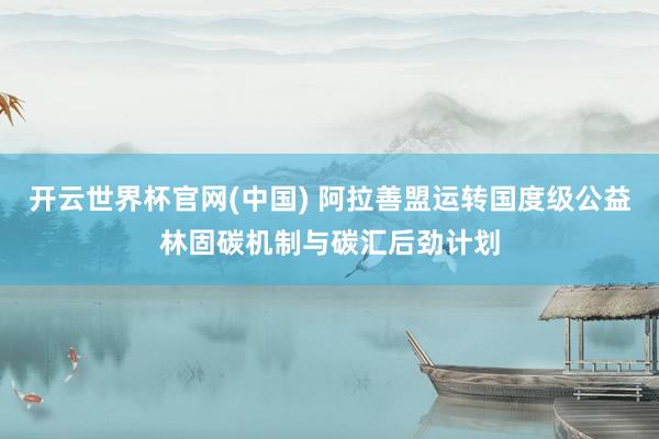 开云世界杯官网(中国) 阿拉善盟运转国度级公益林固碳机制与碳汇后劲计划