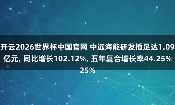 开云2026世界杯中国官网 中远海能研发插足达1.09亿元, 同比增长102.12%, 五年复合增长率44.25%