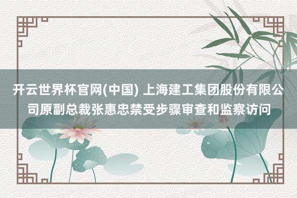 开云世界杯官网(中国) 上海建工集团股份有限公司原副总裁张惠忠禁受步骤审查和监察访问