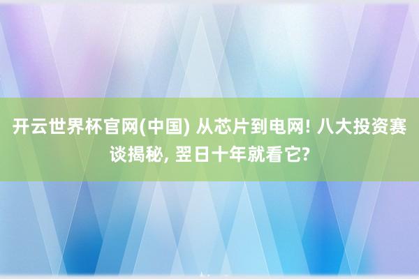 开云世界杯官网(中国) 从芯片到电网! 八大投资赛谈揭秘, 翌日十年就看它?