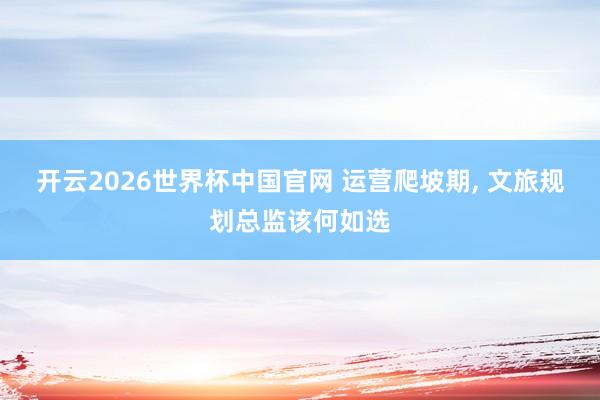 开云2026世界杯中国官网 运营爬坡期, 文旅规划总监该何如选