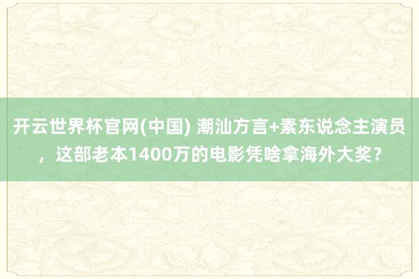 开云世界杯官网(中国) 潮汕方言+素东说念主演员，这部老本1400万的电影凭啥拿海外大奖？