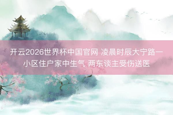 开云2026世界杯中国官网 凌晨时辰大宁路一小区住户家中生气 两东谈主受伤送医