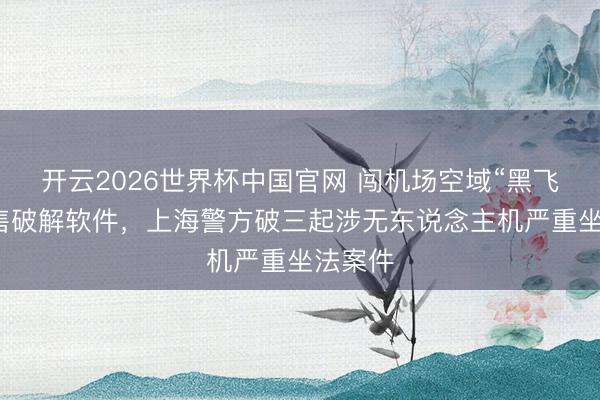 开云2026世界杯中国官网 闯机场空域“黑飞”、制售破解软件，上海警方破三起涉无东说念主机严重坐法案件