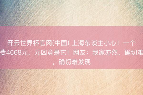 开云世界杯官网(中国) 上海东谈主小心！一个月水费4668元，元凶竟是它！网友：我家亦然，确切难发现