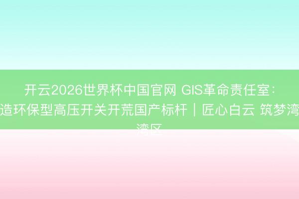开云2026世界杯中国官网 GIS革命责任室：打造环保型高压开关开荒国产标杆｜匠心白云 筑梦湾区