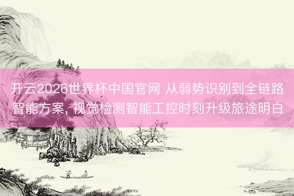 开云2026世界杯中国官网 从弱势识别到全链路智能方案， 视觉检测智能工控时刻升级旅途明白