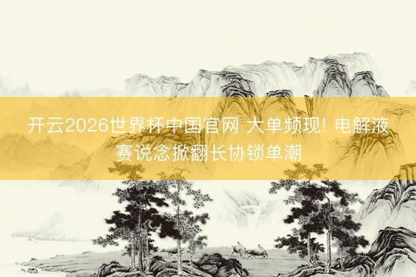 开云2026世界杯中国官网 大单频现! 电解液赛说念掀翻长协锁单潮