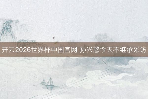 开云2026世界杯中国官网 孙兴慜今天不继承采访