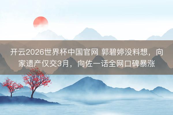 开云2026世界杯中国官网 郭碧婷没料想,向家遗产仅交3月,向佐一话全网口碑暴涨